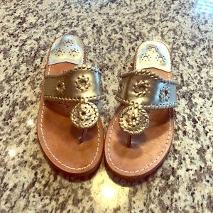 Jack Rogers Gold Metallic Leather Slides/Sandals